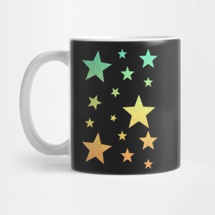 Teal Yellow Ombre Faux Glitter Stars Mug